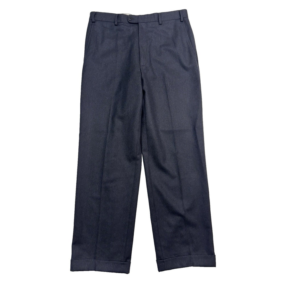 Zanella Italy 34x30 Benny Navy Blue Flannel Wool Cashmere Pants Trousers Pleated